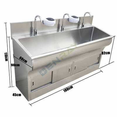 Stainless Steel Induction Faucet Wash Sink For 3 People automatic tap hospital school home laboratory use