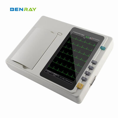 Portable 12 Lead Electrocardiograph 7 Inch Touch Screen Digital ECG Machine Built-in Rechargeable Battery